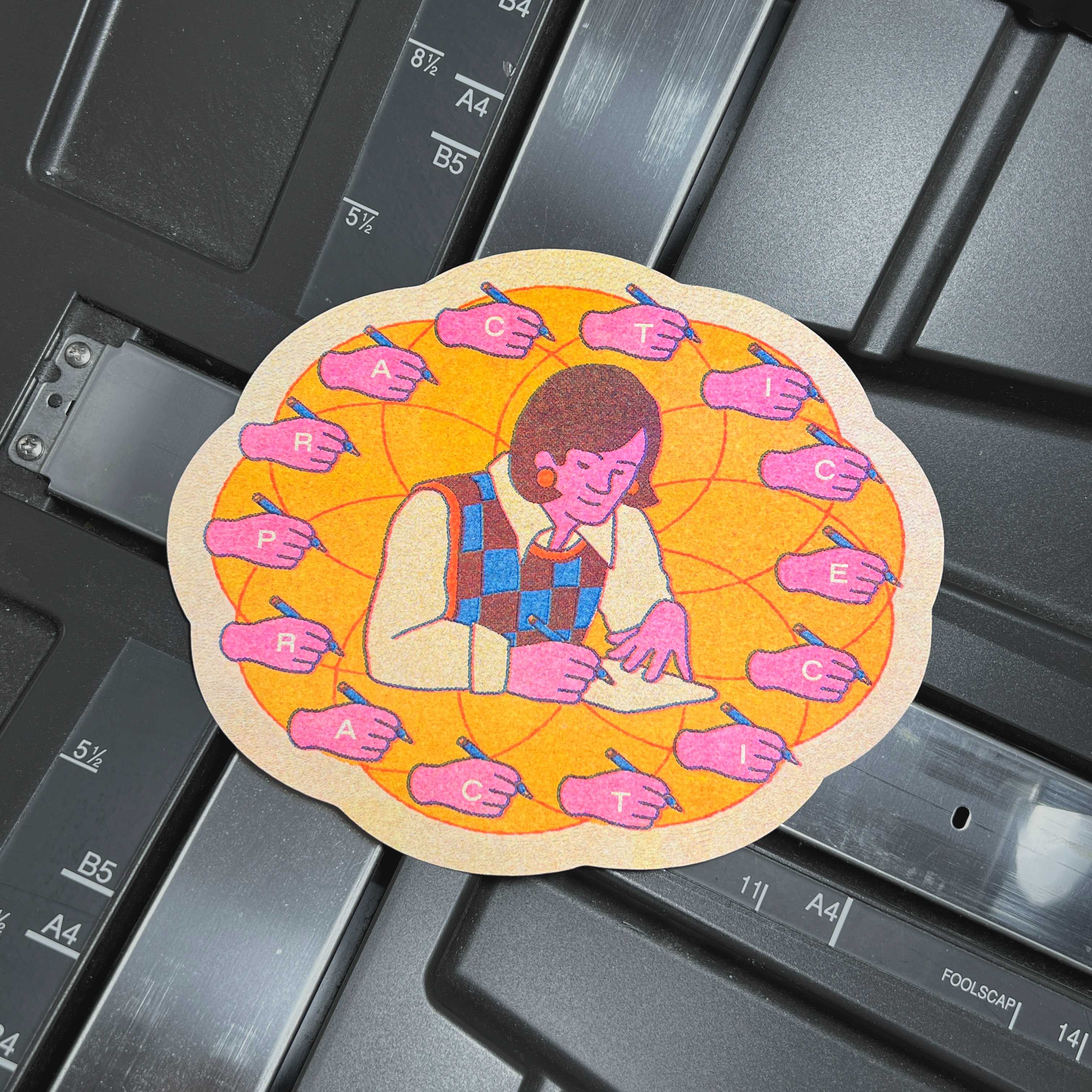 Practice makes Perfect - Die-cut postcard