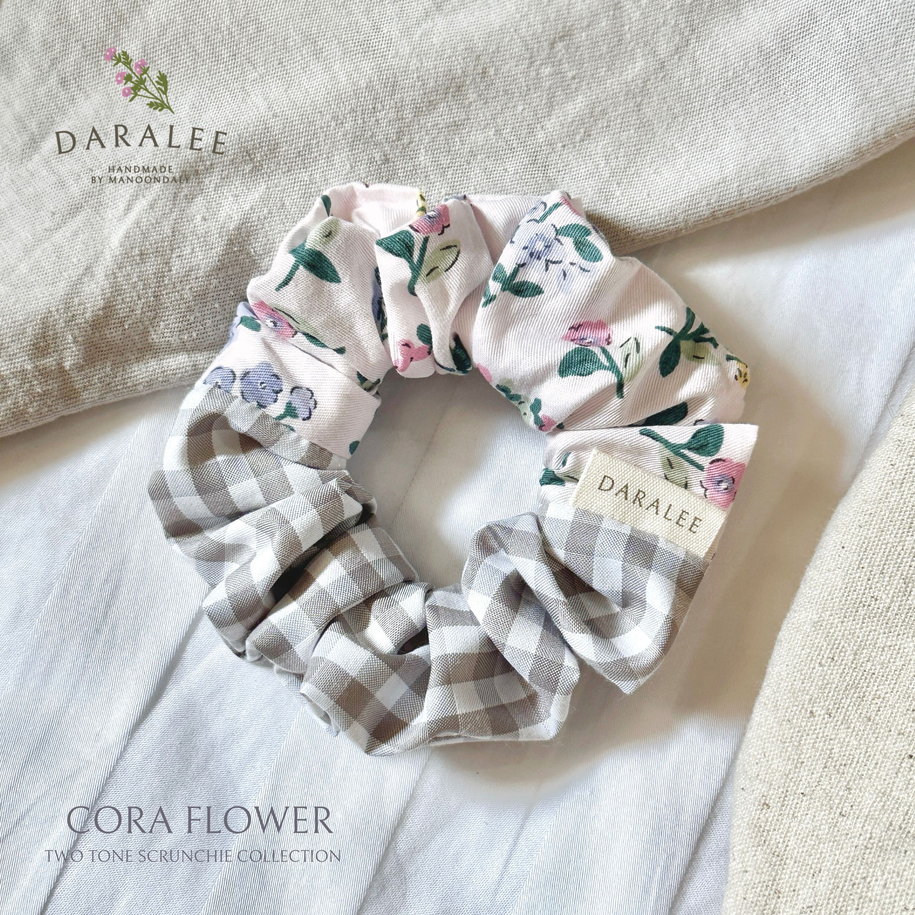 Two Tone Scrunchie | Cora Flower Collection