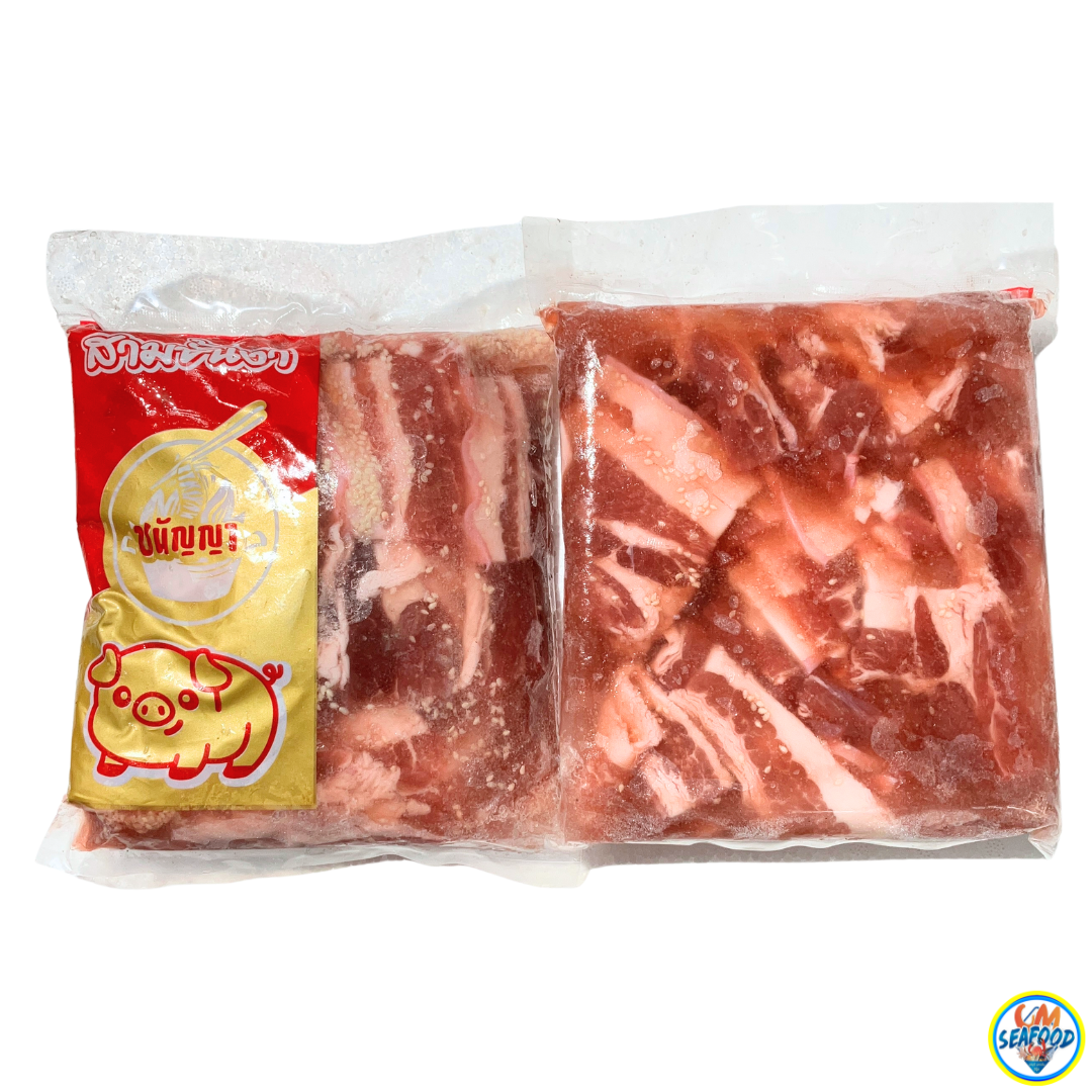 (ชนัญญา) สามชั้นหมัก งา 1kg/p. x 10p./กล่อง (ส่ง 20+ 111 บาท) (ส่ง 10+ 113 บาท)