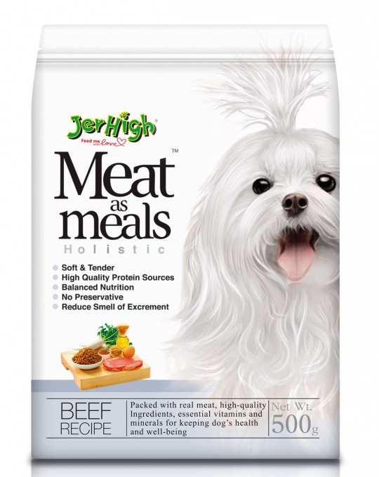 Jerhigh Meat as Meals Beef เจอร์ไฮ มีท แอส มีลล์ รสเนื้อ อาหารเม็ดนุ่ม สำหรับสุนัข 3  เดือนขึ้นไป (5