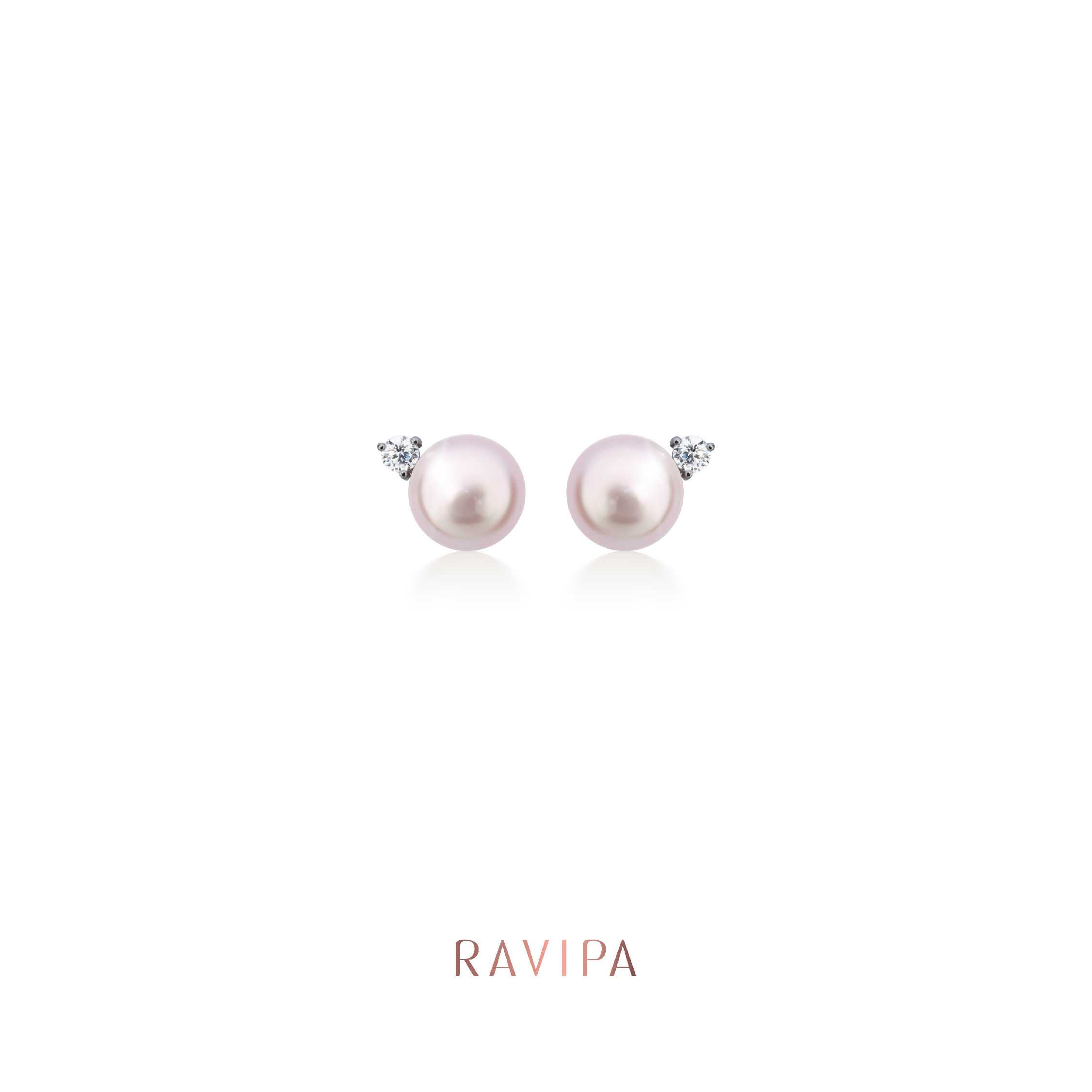 Viva Diamond Pink Blush Pearl Studs - ต่างหู