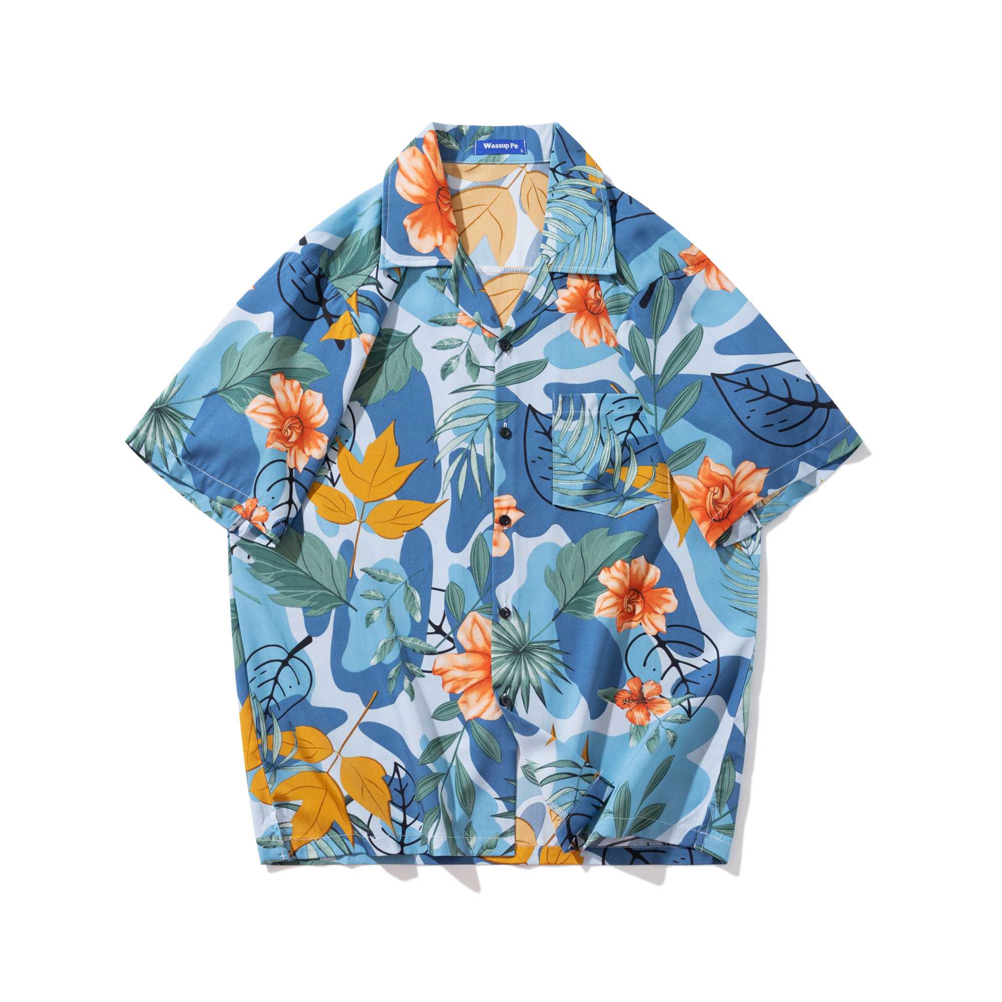 เสื้อเชิ้ตฮาวาย คอวี แขนสั้น ทรงหลวม ขนาดใหญ่ เหมาะกับเดินชายหาด แฟชั่นฤดูร้อน /Wassup Pe A041