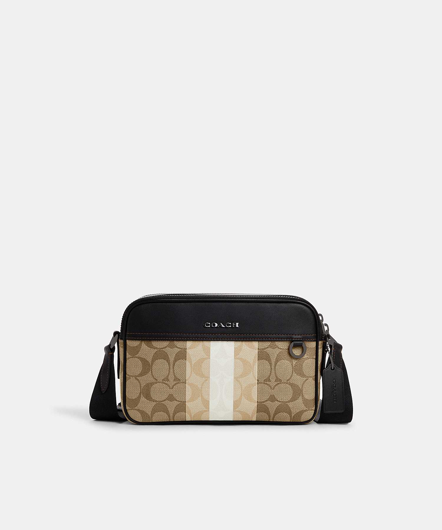 COACH GRAHAM CROSSBODY IN BLOCKED SIGNATURE CANVAS WITH VARSITY STRIPE CQ035 QBE7V
