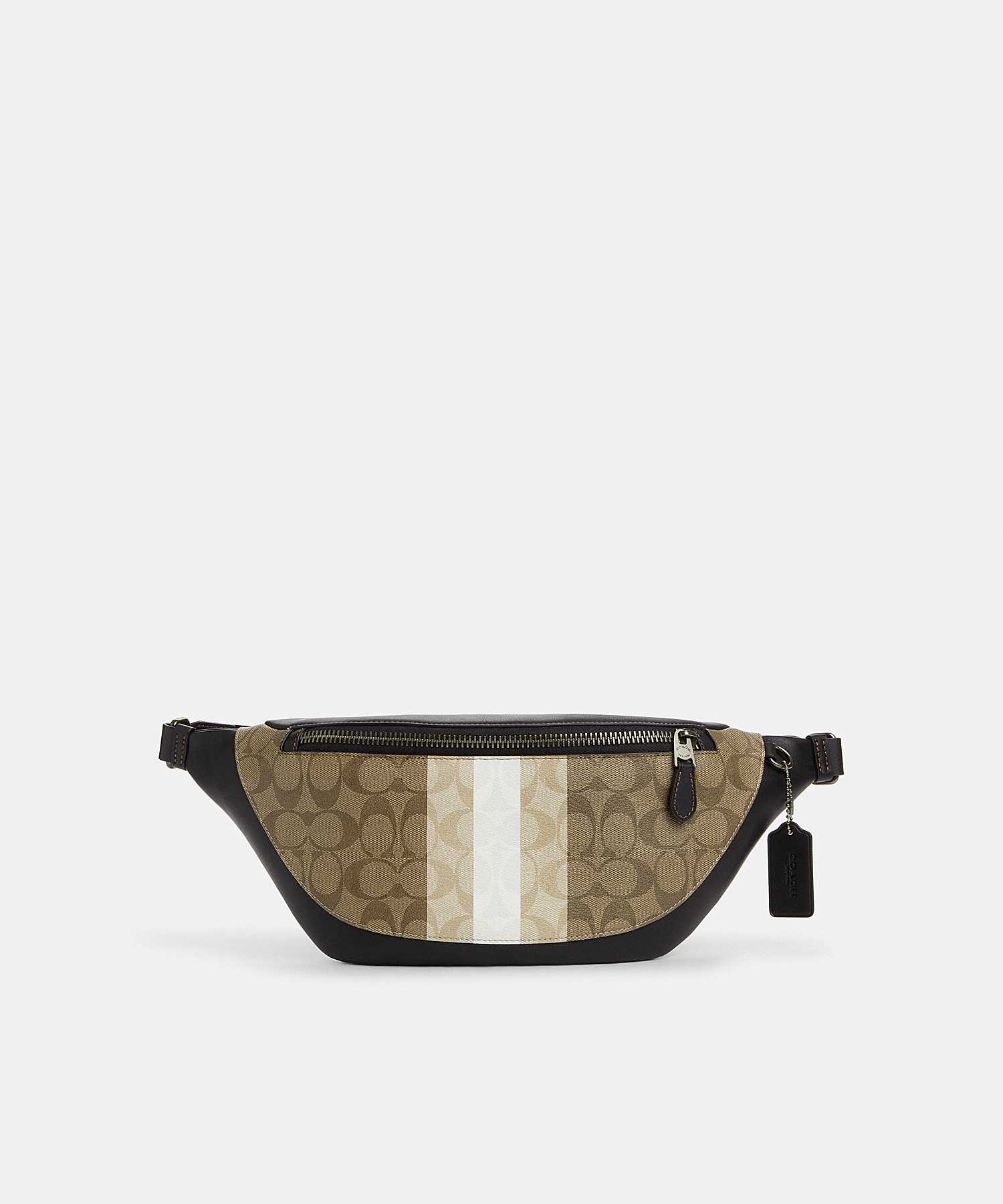 COACH WARREN BELT BAG IN BLOCKED SIGNATURE CANVAS WITH VARSITY STRIPE CQ038 QBE7V