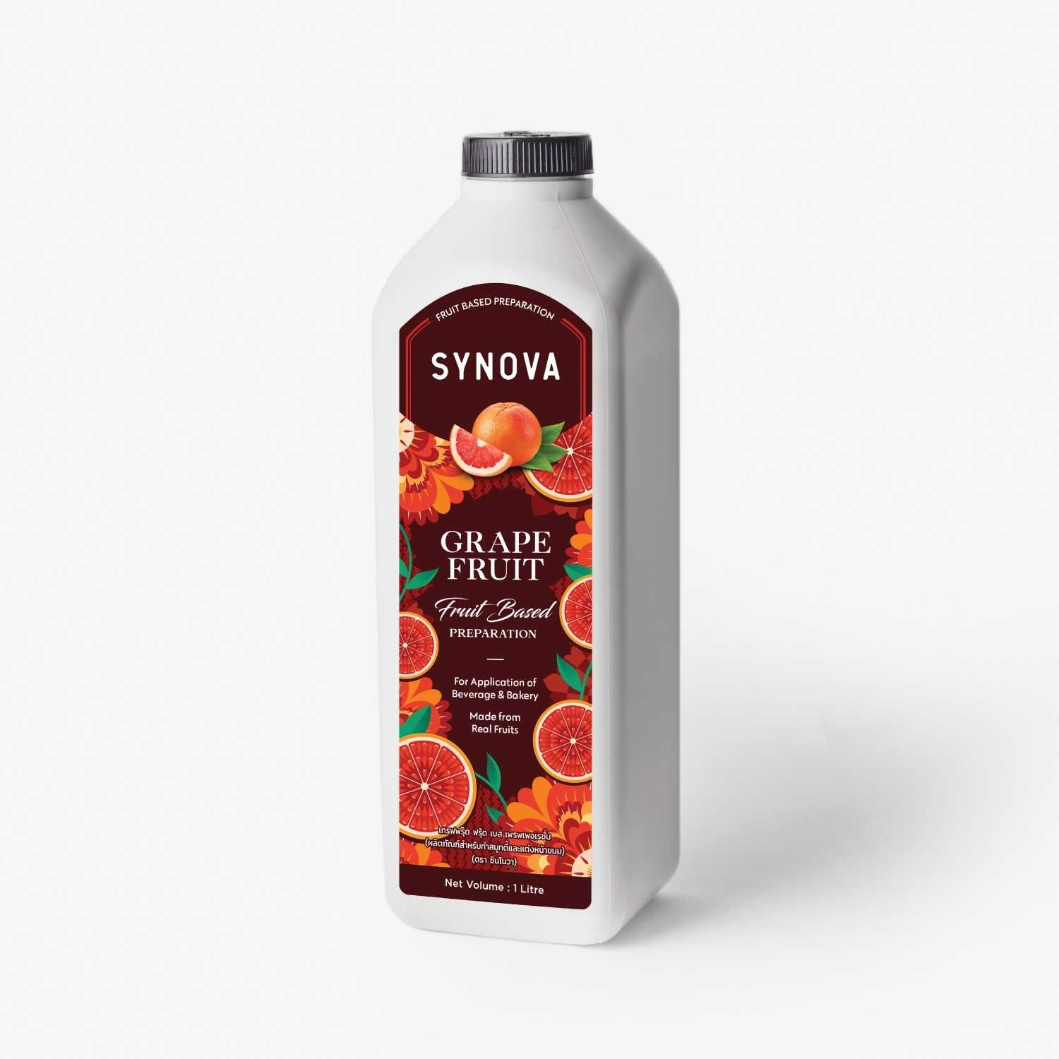 น้ำผลไม้เข้มข้น : SYNOVA ซอสเกรปฟรุ้ตเข้มข้น 1 L. (ขวด)