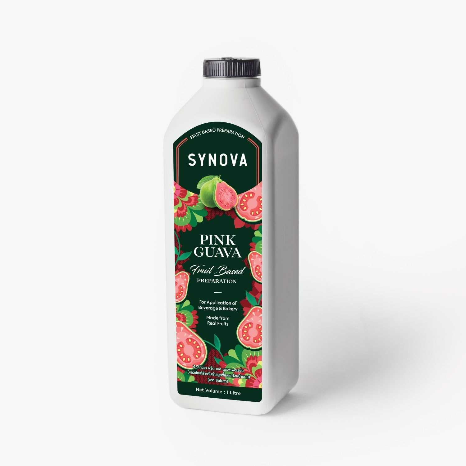 น้ำผลไม้เข้มข้น : SYNOVA ซอสฝรั่งชมพูเข้มข้น 1 L. (ขวด)