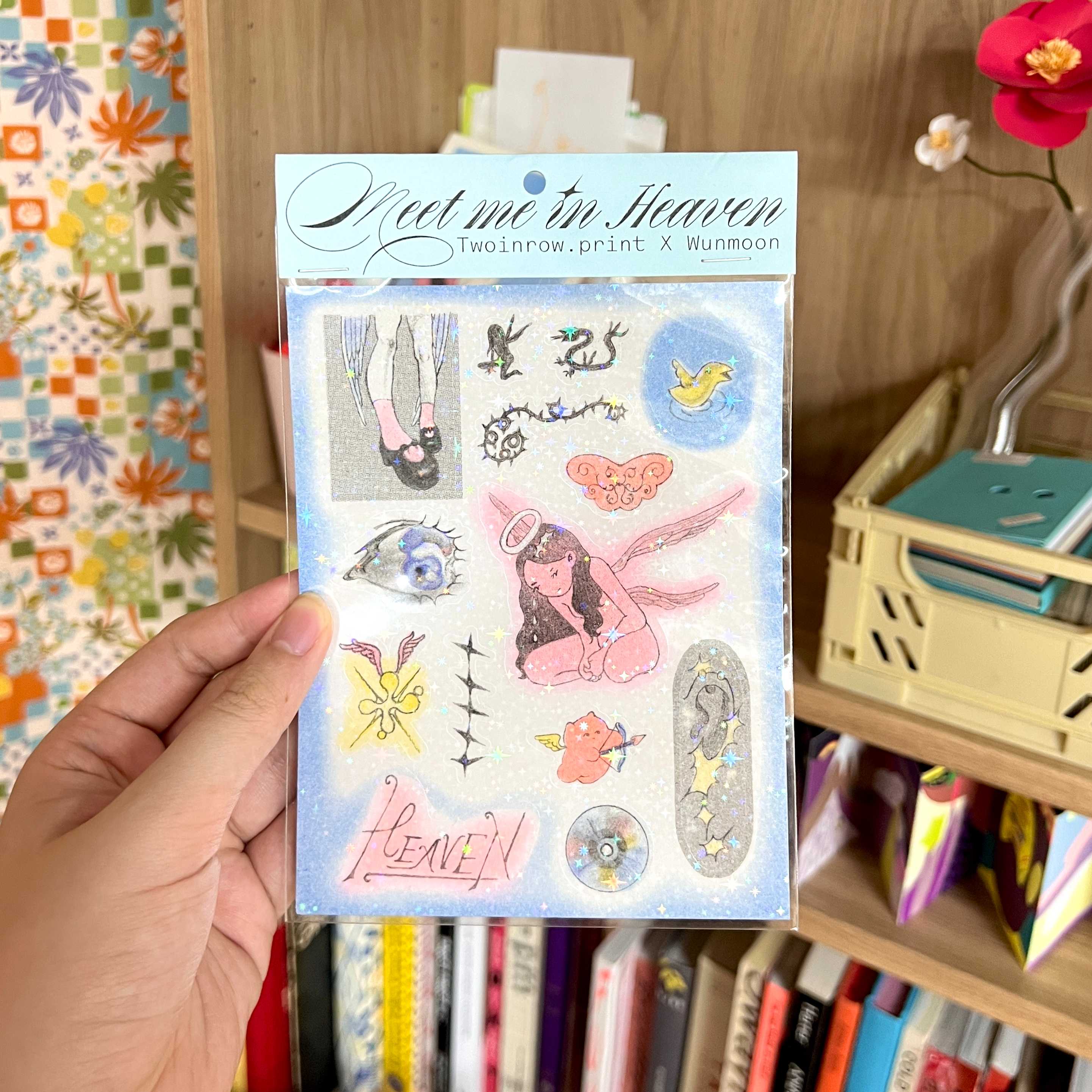 Meet Me in Heaven - Risograph Sticker Sheet with holographic star