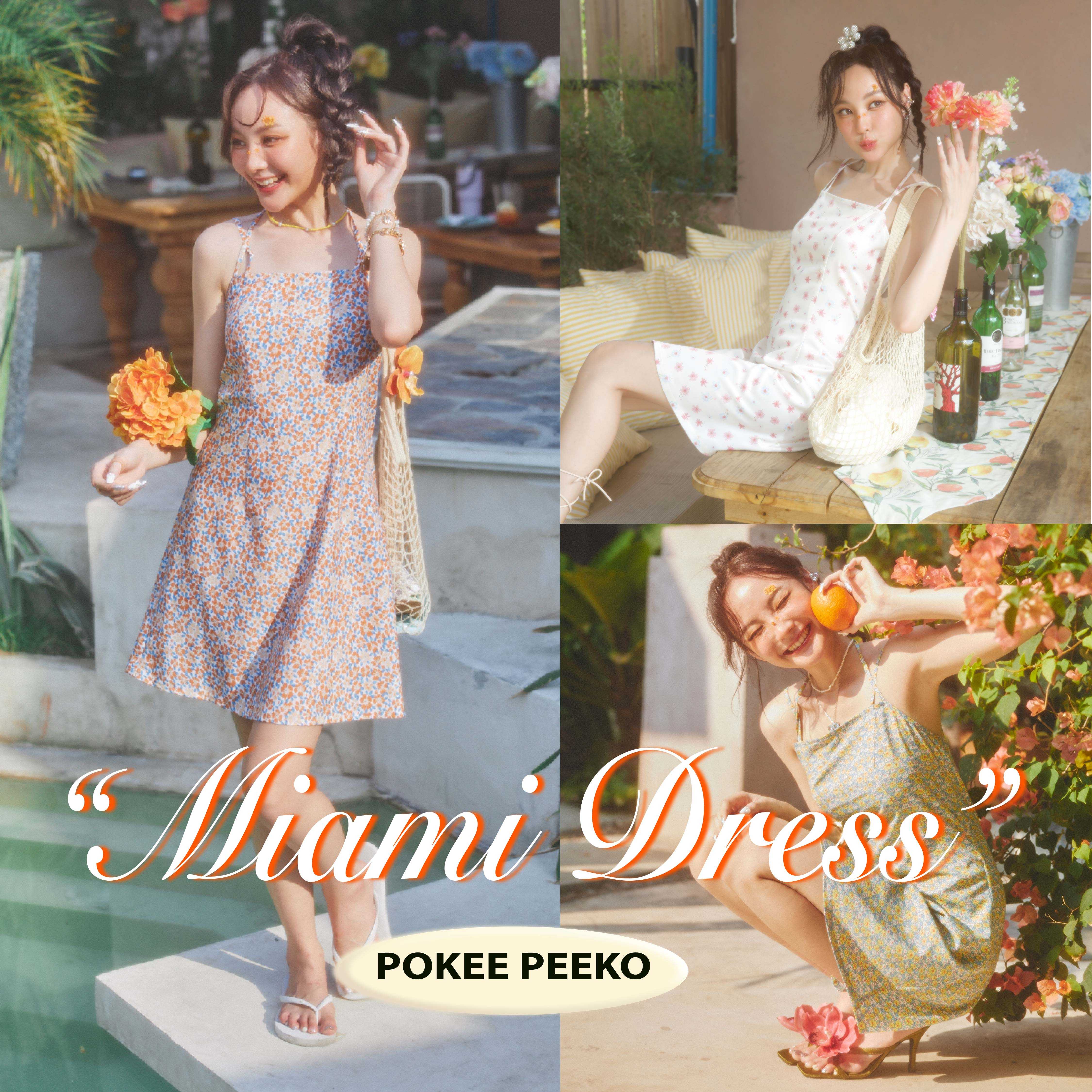 POKEE| MIAMI DRESS เดรสสั้นลายดอกไม้ ดีเทลสายคล้องคอสุดเก๋ 🌸🍹🐠✨